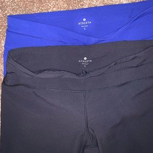 Bundle 2 pairs Athleta capris, royal blue & black